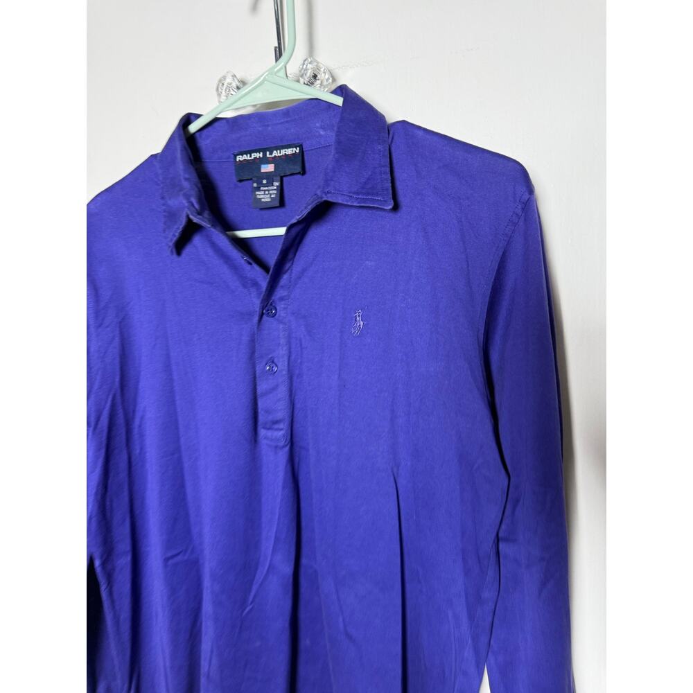 Vintage Y2K Ralph Lauren Polo Sport Purple Cotton Long Sleeve Polo Shirt Small - Picture 3 of 7